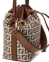 FENDI Fendi Mon Tresor Mini Ff Jacquard & Leather Bucket Bag