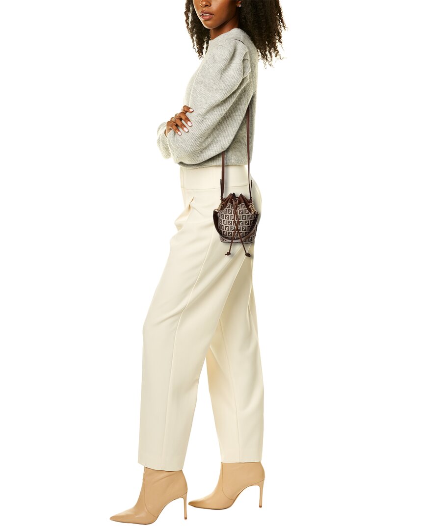 FENDI Fendi Mon Tresor Mini Ff Jacquard & Leather Bucket Bag
