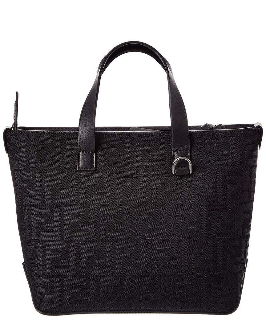 Fendi Small Ff Jacquard & Leather Shopping Tote
