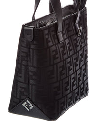 Fendi Small Ff Jacquard & Leather Shopping Tote