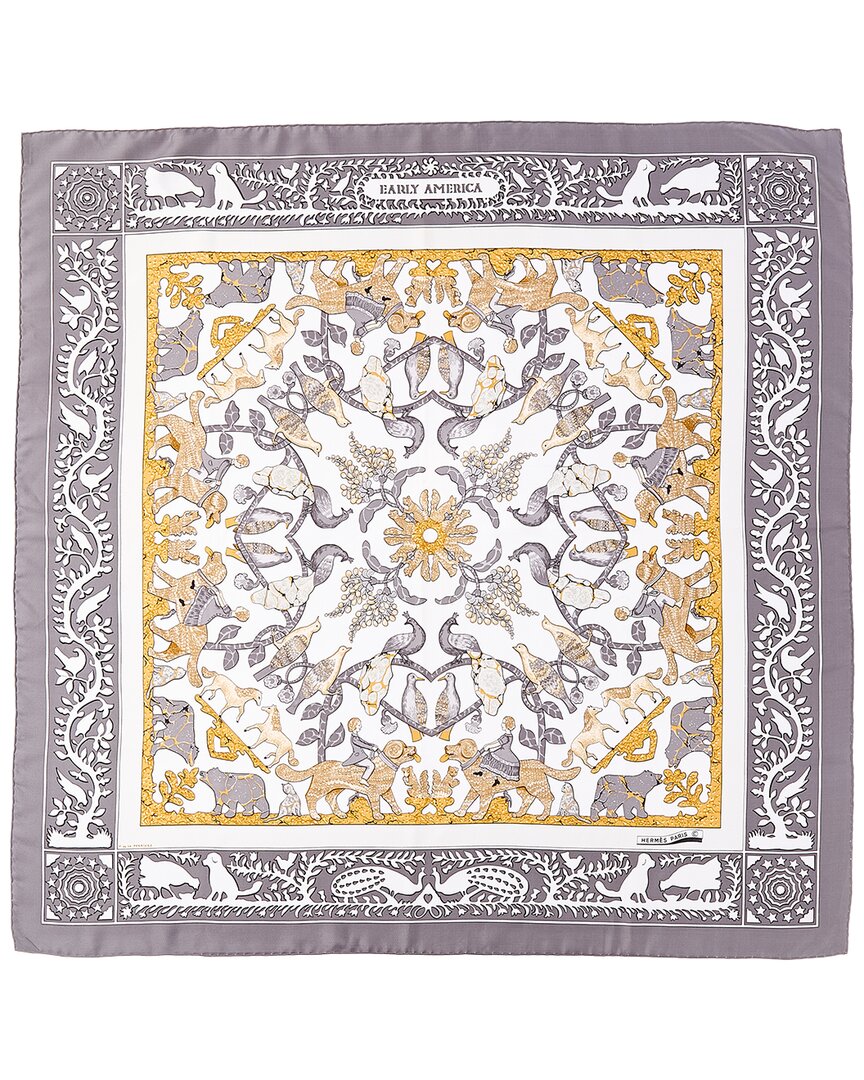 Hermès Pre-Owned Hermès Early America By Francoise De La Perriere Mm Printed Silk Scarf