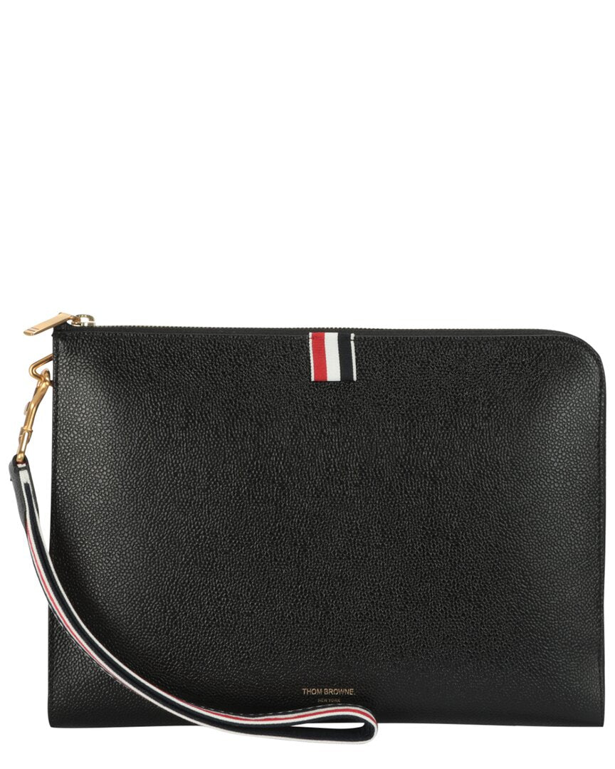 Thom Browne Leather Pouch ONE SIZE Black