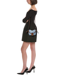 FENDI Fendi Mamma Baguette Small Denim & Leather Shoulder Bag