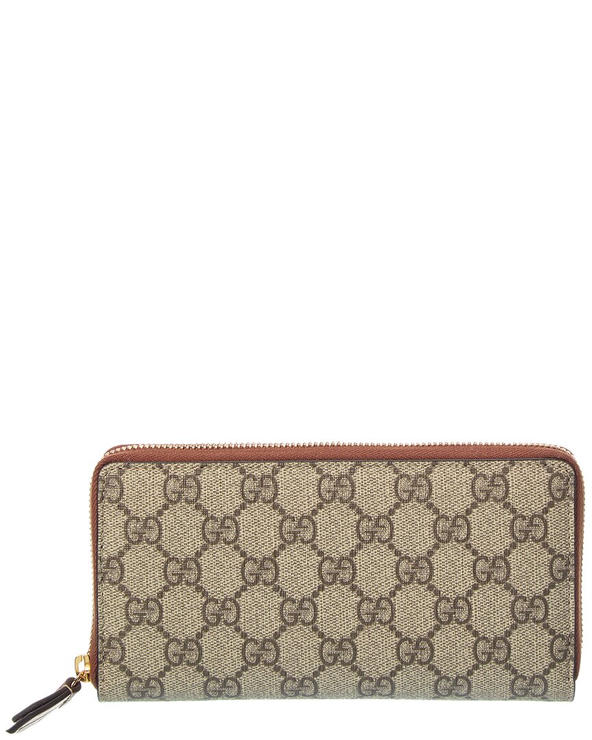 Gucci Gg Supreme Canvas & Leather Long Zip Around Wallet