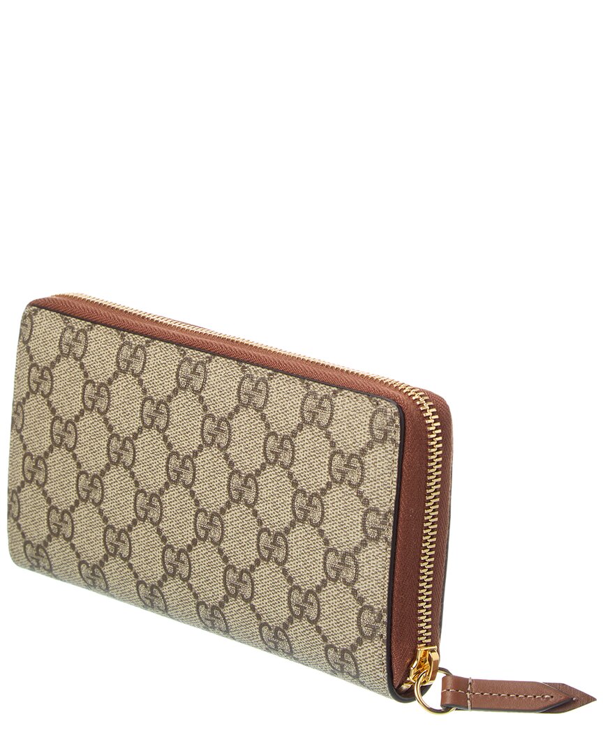 Gucci Gg Supreme Canvas & Leather Long Zip Around Wallet