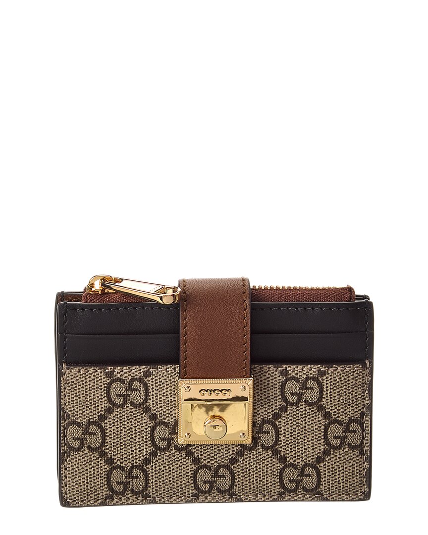 Gucci Padlock Gg Supreme Canvas & Leather Card Case