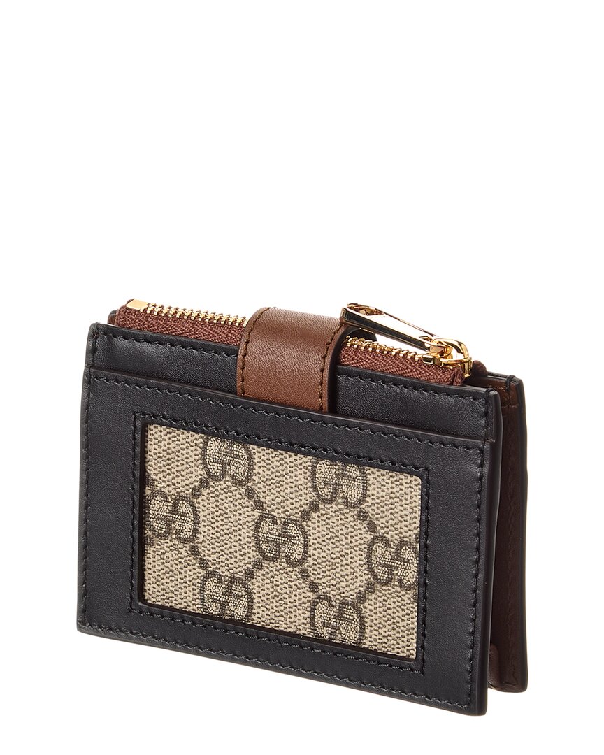 Gucci Padlock Gg Supreme Canvas & Leather Card Case