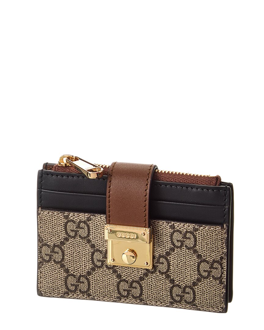 Gucci Padlock Gg Supreme Canvas & Leather Card Case