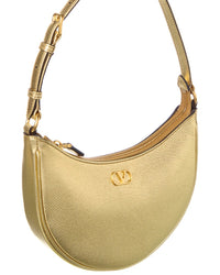 Valentino Vlogo Signature Mini Leather Hobo Bag, Gold