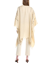 Brunello Cucinelli Striped Fringed Linen-Blend Poncho