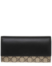 Gucci Gg Supreme Canvas & Leather Long Wallet ONE SIZE Beige