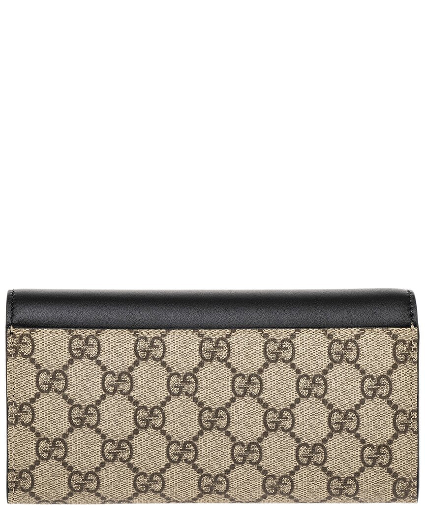 Gucci Gg Supreme Canvas & Leather Long Wallet