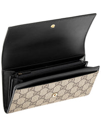 Gucci Gg Supreme Canvas & Leather Long Wallet