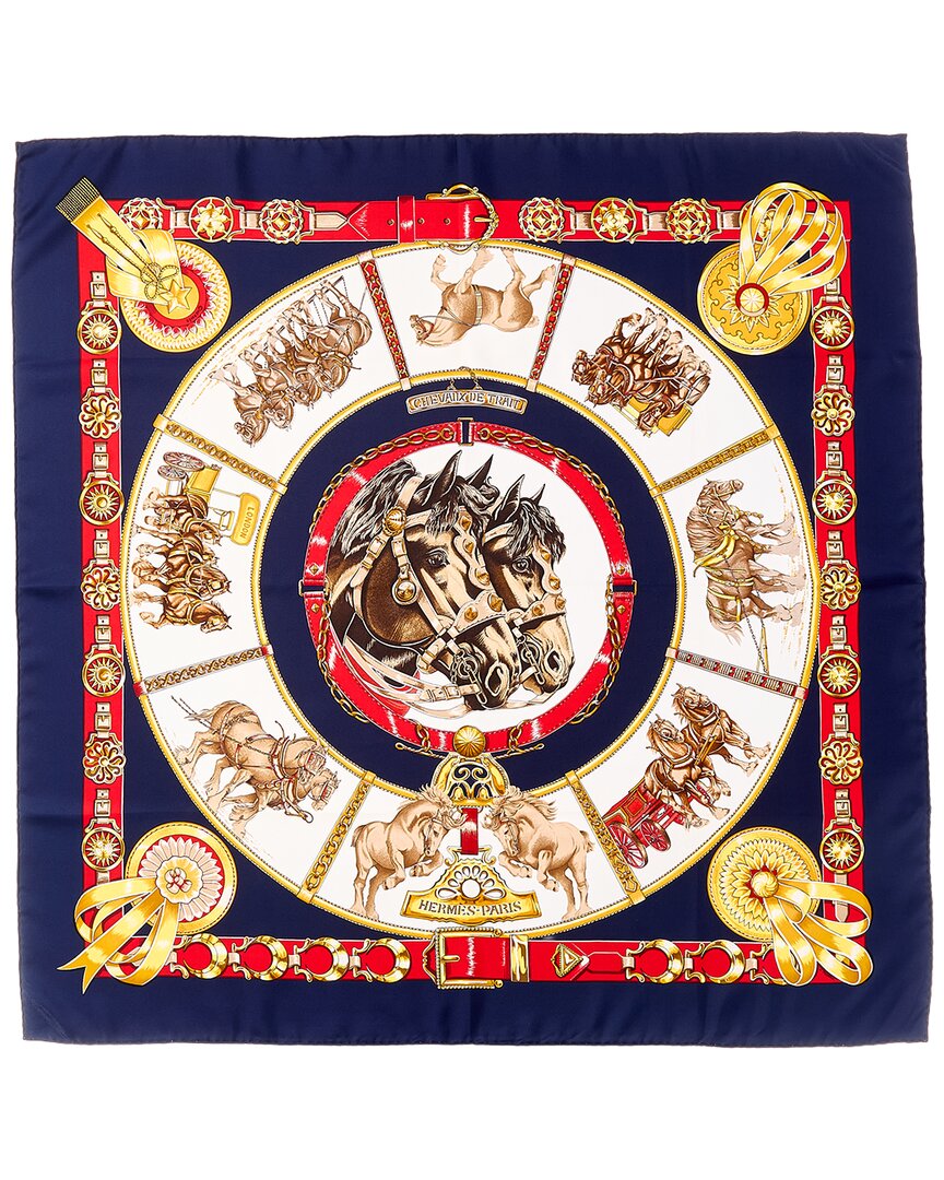 Hermès Pre-Owned Hermès Chevaux De Trait By Laurence Bourthoumieux Mm Printed Silk Scarf
