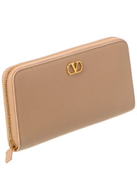 Valentino Valentino Vlogo Leather Zip Around Wallet