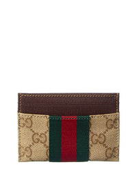 Gucci Gucci Web Gg Canvas & Leather Card Case