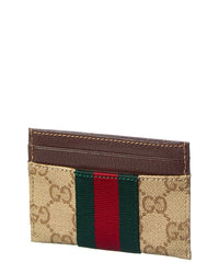 Gucci Gucci Web Gg Canvas & Leather Card Case