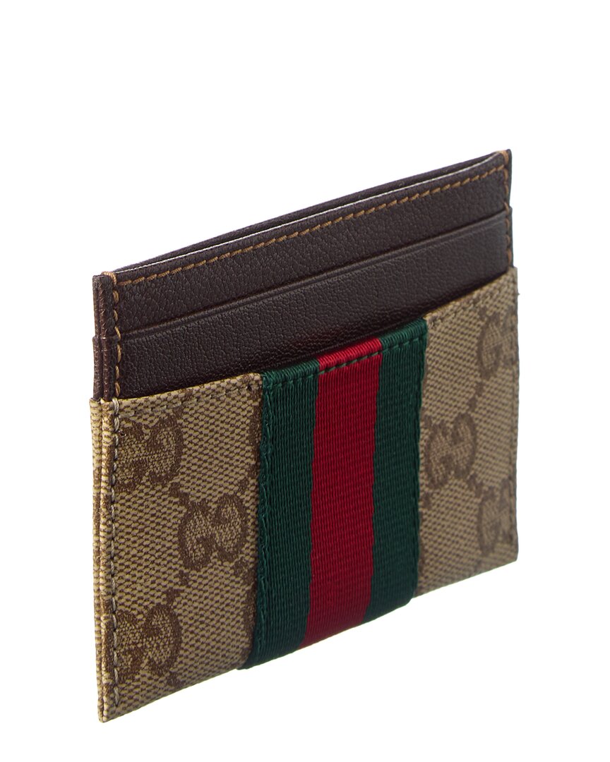 Gucci Gucci Web Gg Canvas & Leather Card Case