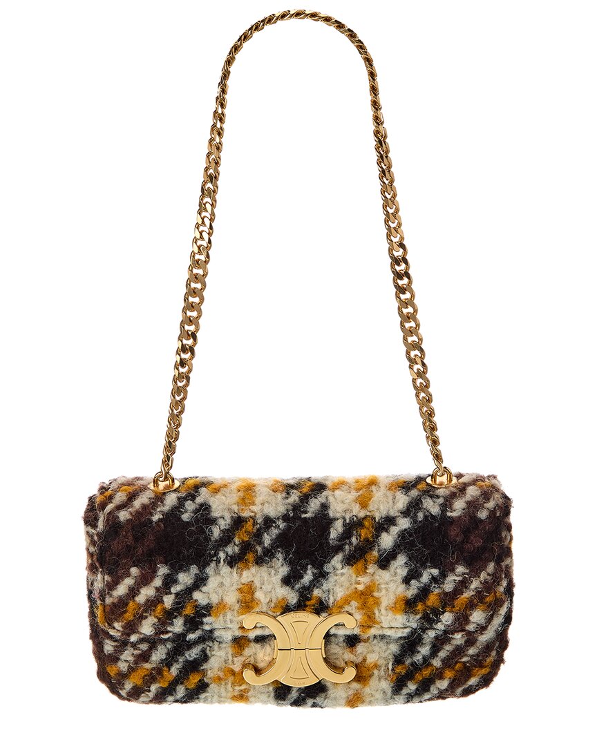 Celine Triomphe Shearling Shoulder Bag ONE SIZE Yellow