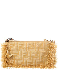 FENDI Fendi Baguette Ff Jacquard & Raffia Pouch