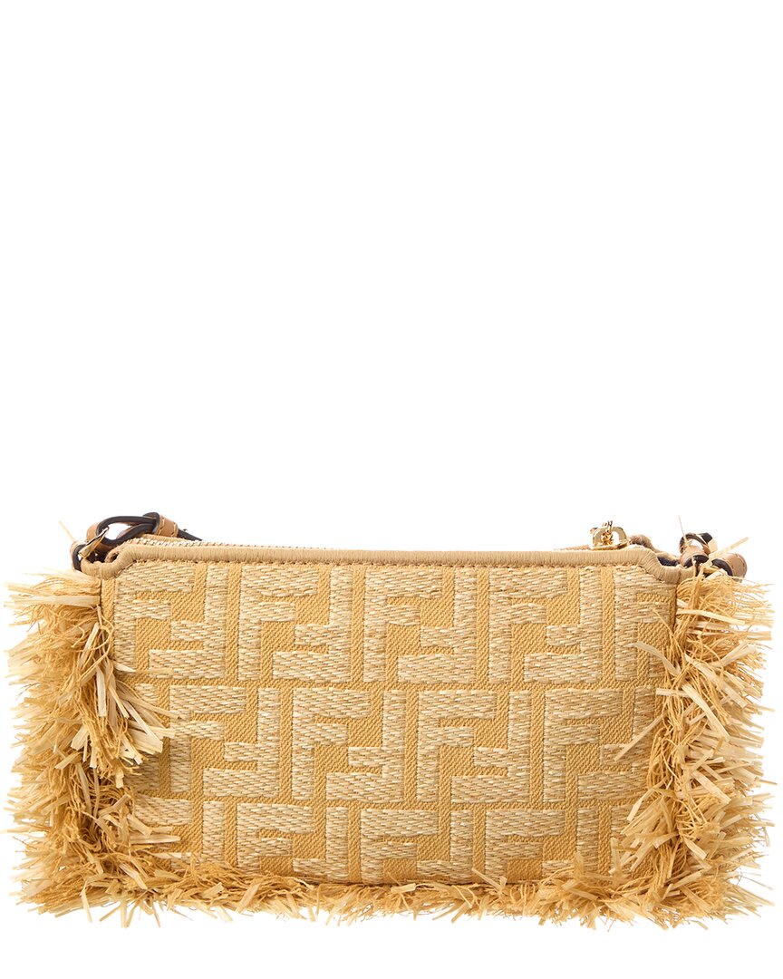 FENDI Fendi Baguette Ff Jacquard & Raffia Pouch