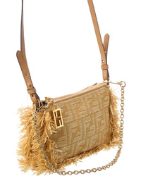 FENDI Fendi Baguette Ff Jacquard & Raffia Pouch