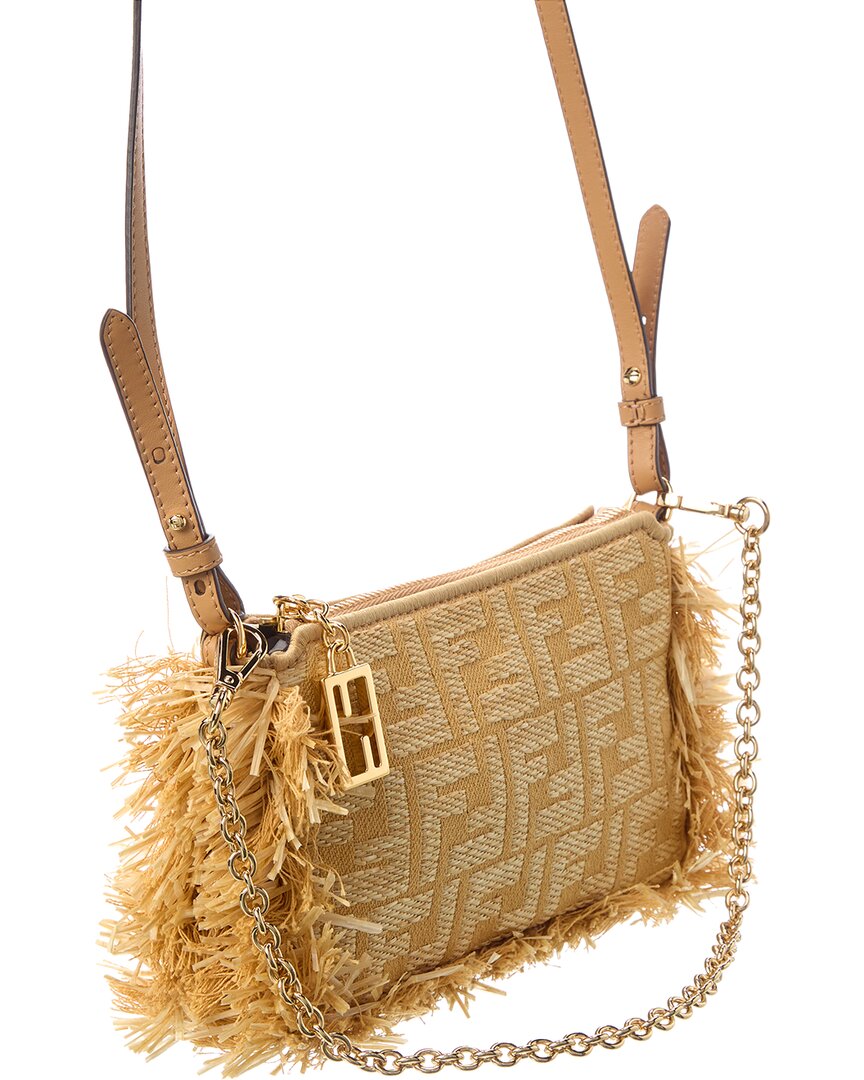 FENDI Fendi Baguette Ff Jacquard & Raffia Pouch