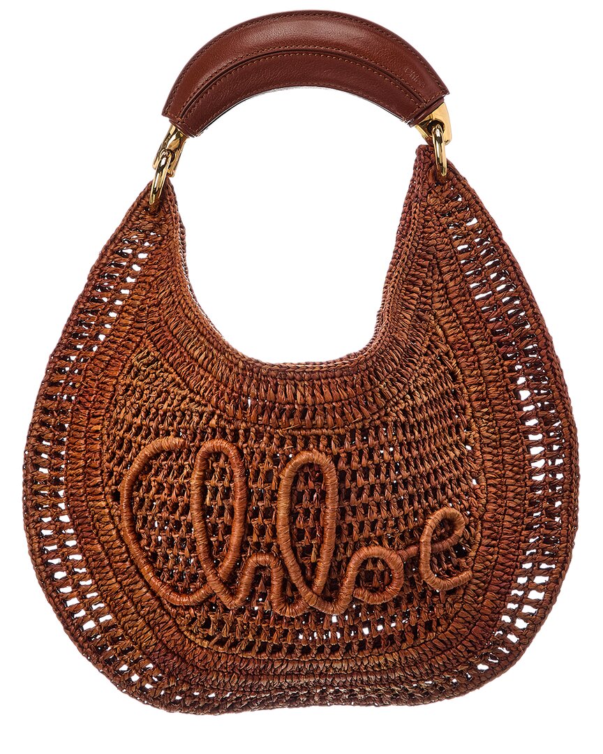 Chloé Chloé Summer Banana Raffia & Leather Hobo Bag