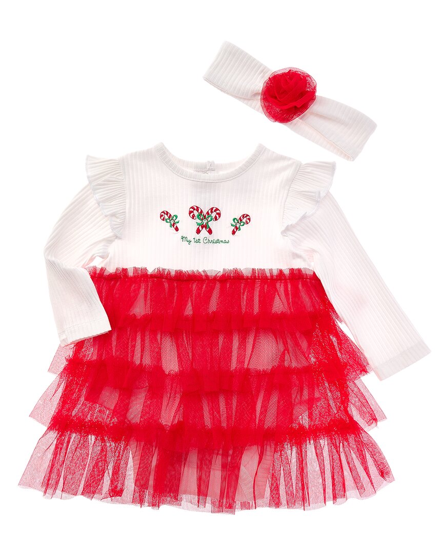Little Me Little Me Candy Cane Tutu Bodysuit Dress
