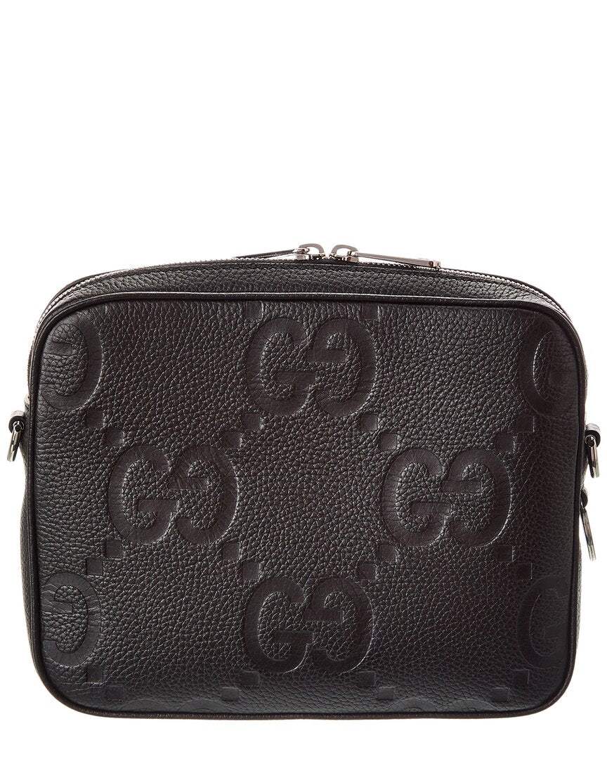 【GUCCI】GG JUMBO SMALL CROSSBODY BAG GG jumbo small crossbody bag in grey and black GG leather
