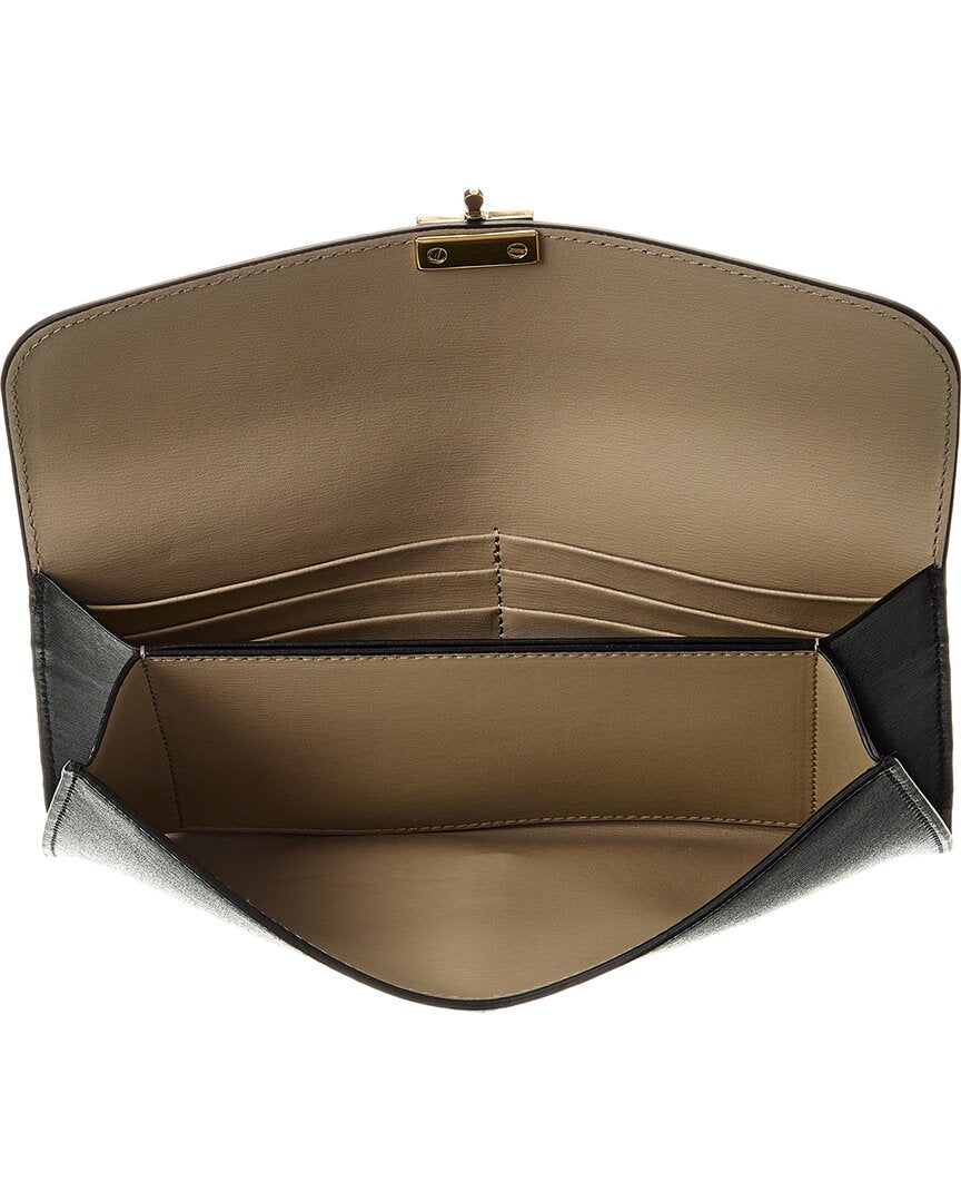 Toteme T-Lock Fold-Over Leather Continental Wallet