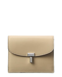 Toteme T Lock Fold-Over Small Leather Card Case ONE SIZE Beige