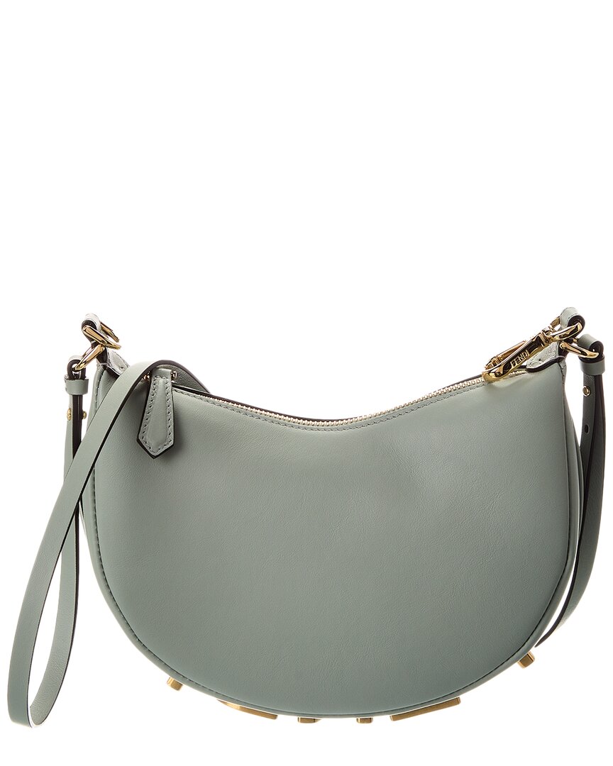 Fendi Fendigraphy Mini Leather Hobo Bag Green ONE SIZE
