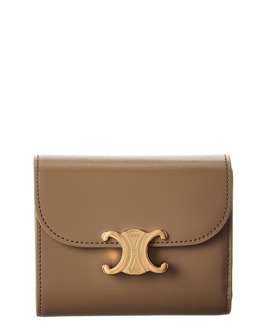Celine Small Flap Leather Wallet ONE SIZE Brown Multi