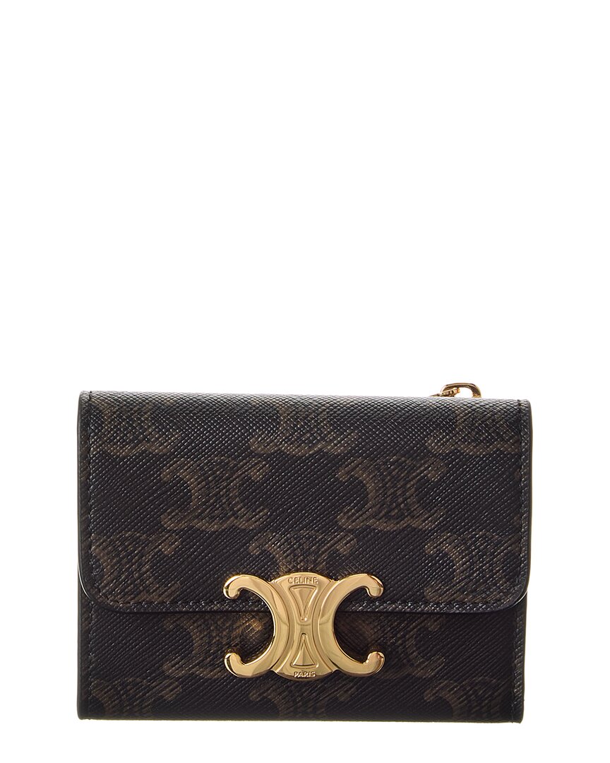 Celine Triomphe Canvas & Leather Coin Card Case