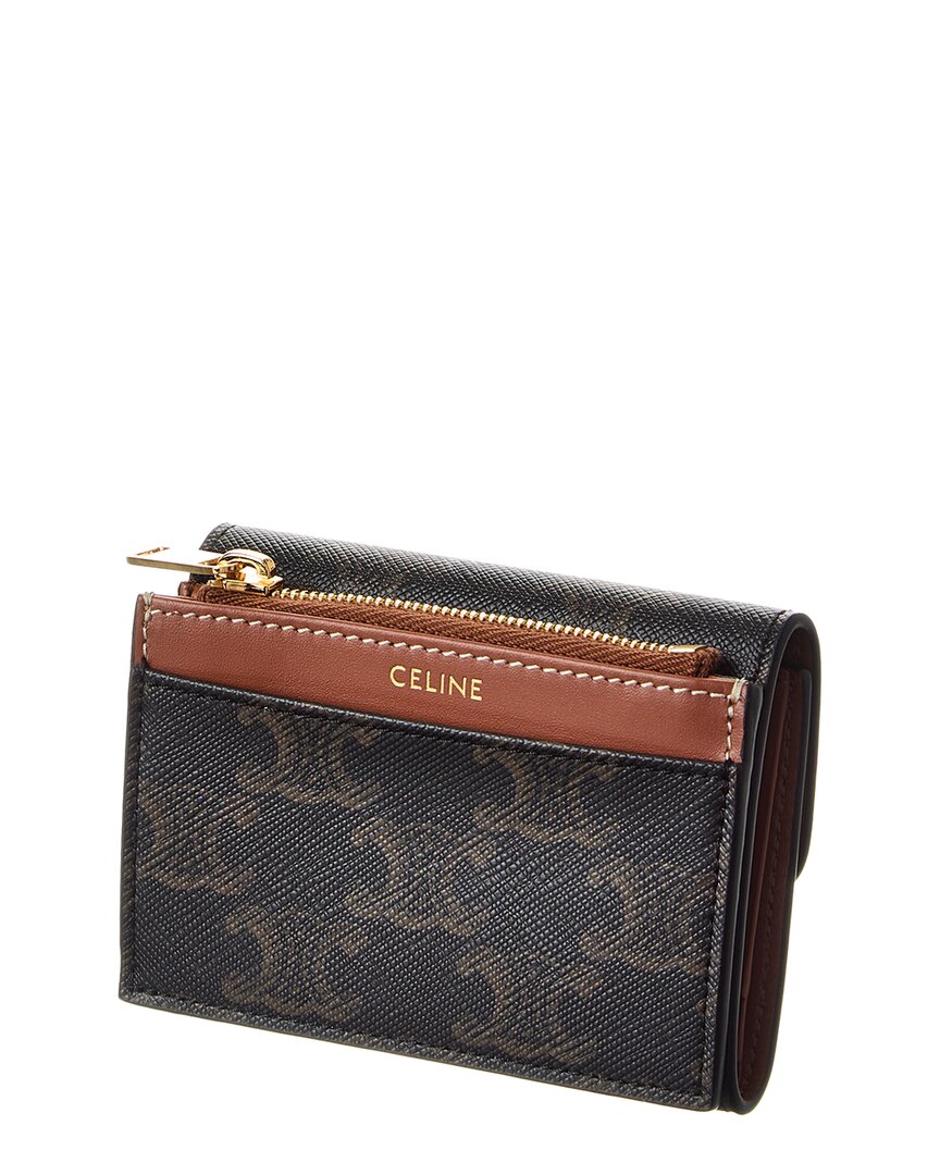 Celine Triomphe Canvas & Leather Coin Card Case