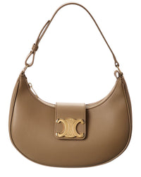 Celine Ava Triomphe Medium Leather Hobo Bag