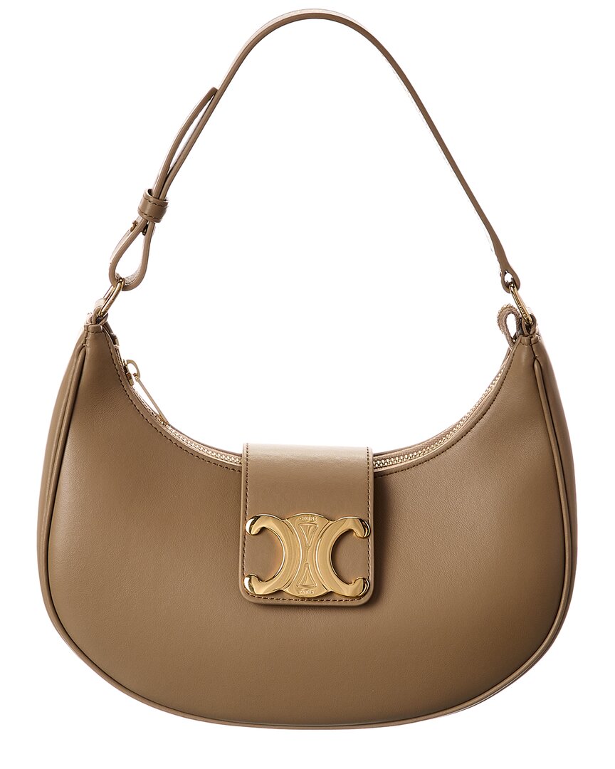 Celine Ava Triomphe Medium Leather Hobo Bag