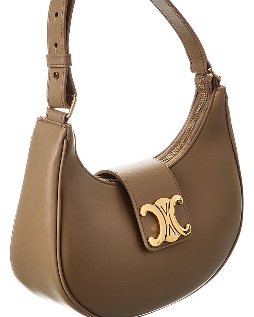 Celine Ava Triomphe Medium Leather Hobo Bag