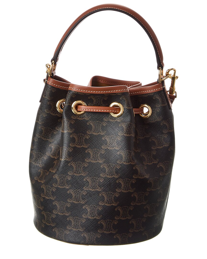 Celine Teen Clara Triomphe Canvas & Leather Bucket Bag