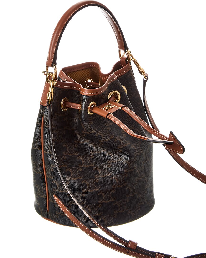 Celine Teen Clara Triomphe Canvas & Leather Bucket Bag