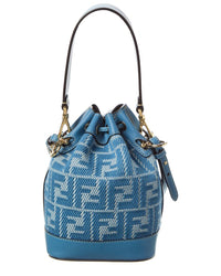 Fendi Mon Tresor Mini Ff Jacquard & Leather Bucket Bag ONE SIZE Blue