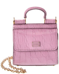 Dolce & Gabbana Sicily Micro Croc-Embossed Leather Tote ONE SIZE Pink