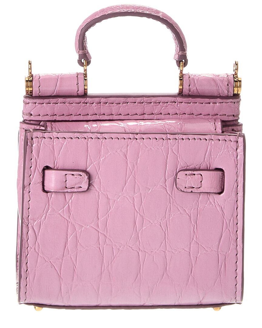 Dolce & Gabbana Sicily Micro Croc-Embossed Leather Tote