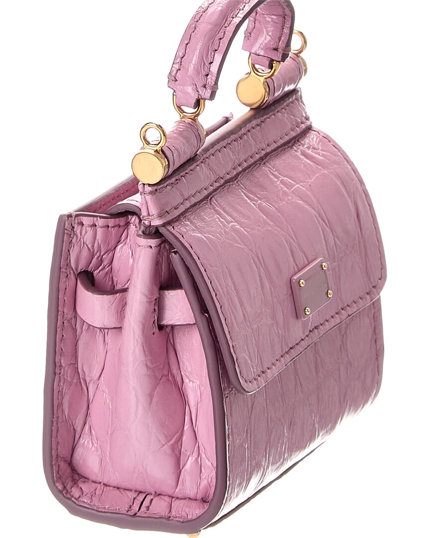 Dolce & Gabbana Sicily Micro Croc-Embossed Leather Tote