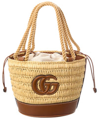 Gucci Gg Mini Leather-Trim Bucket Bag