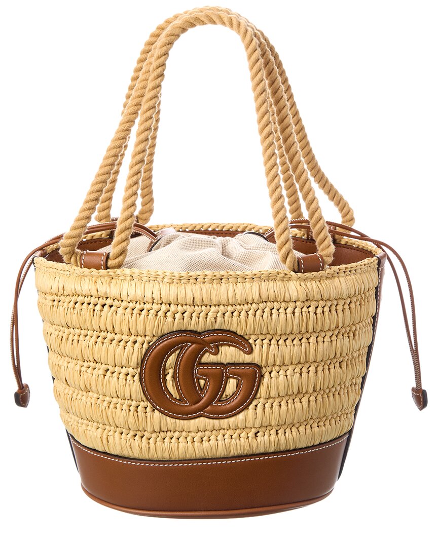 Gucci Gg Mini Leather-Trim Bucket Bag