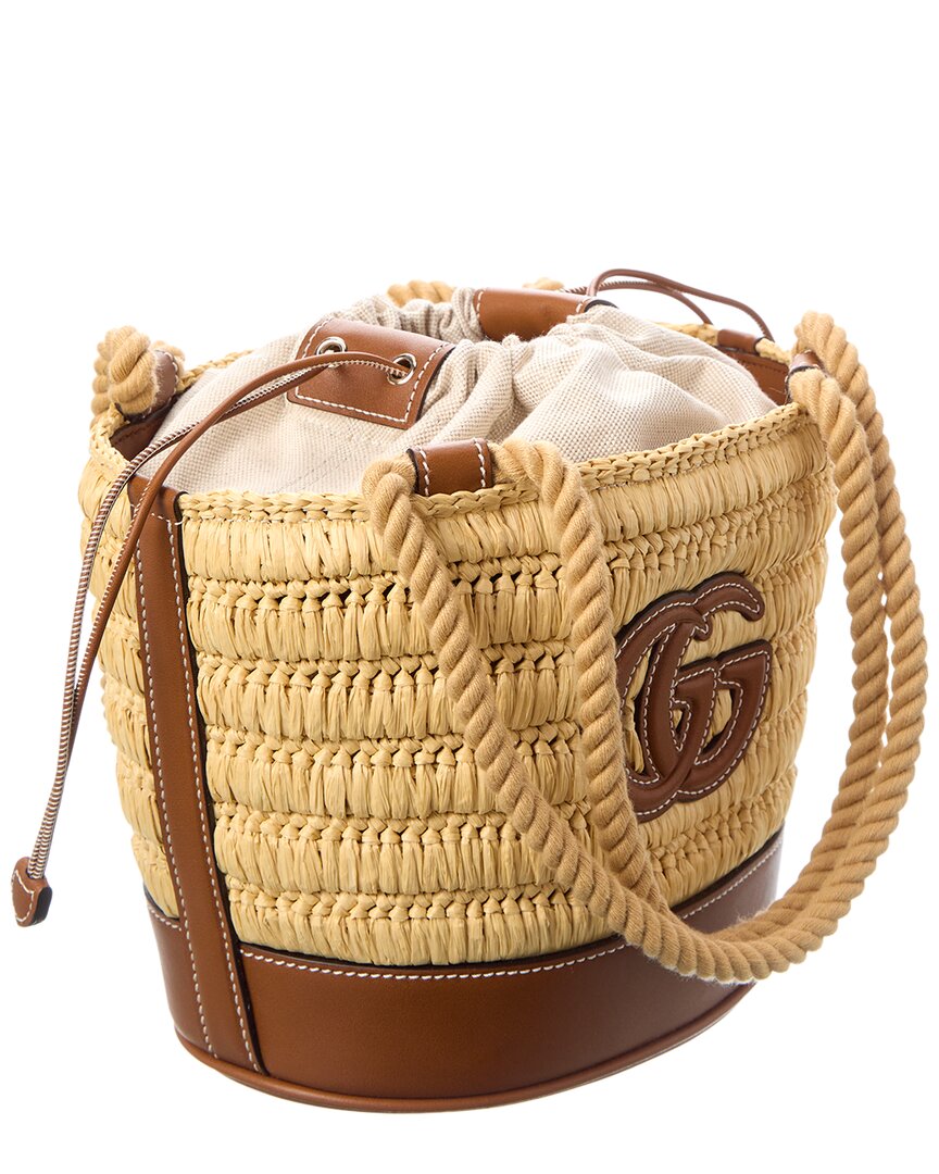 Gucci Gg Mini Leather-Trim Bucket Bag