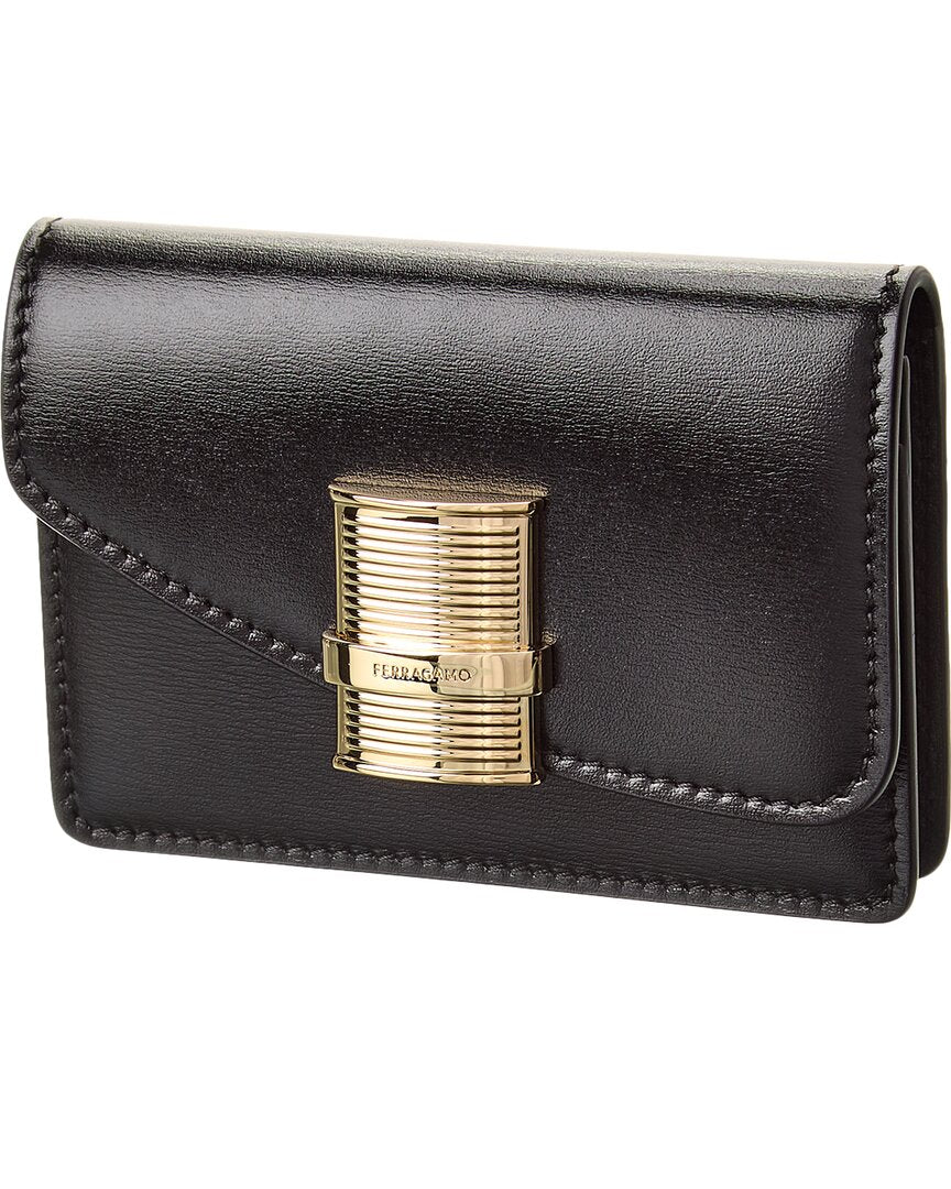 Ferragamo Fiamma Leather Card Holder