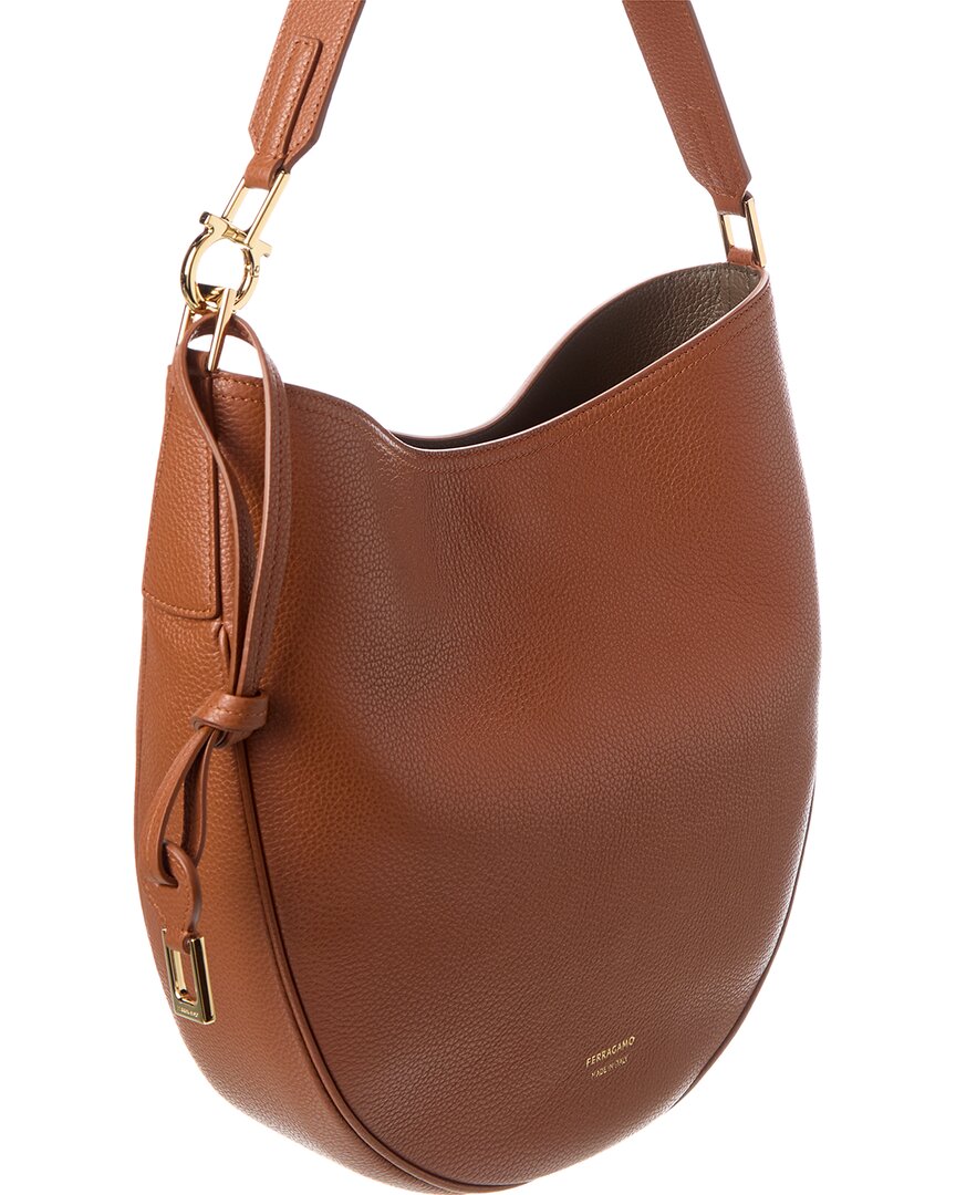 Ferragamo Ferragamo North/South Medium Leather Hobo Bag